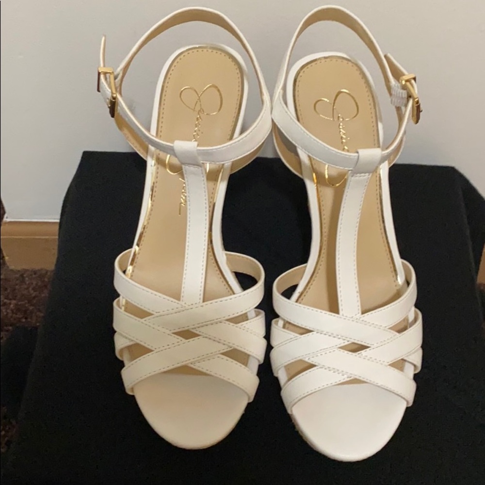 Jessica Simpson white sandals